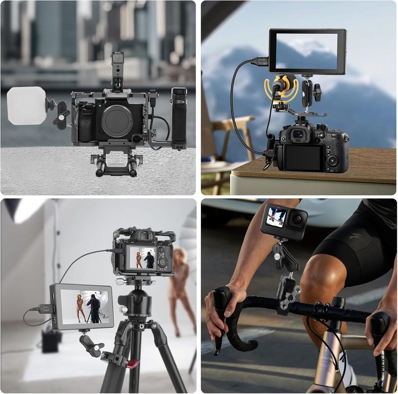 Mechrig Dual Ball Head Magic Arm Adapter with 1/4" Screw & Anti-Slip Grip - Aluminum Alloy Camera Rig Accessory for DSLR/Monitor/LED Light (68010) - Image 4